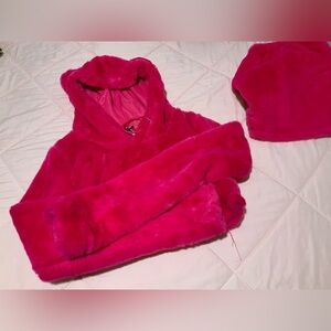 Dolls Kill Hot Pink Plush Faux Fur Hoodie